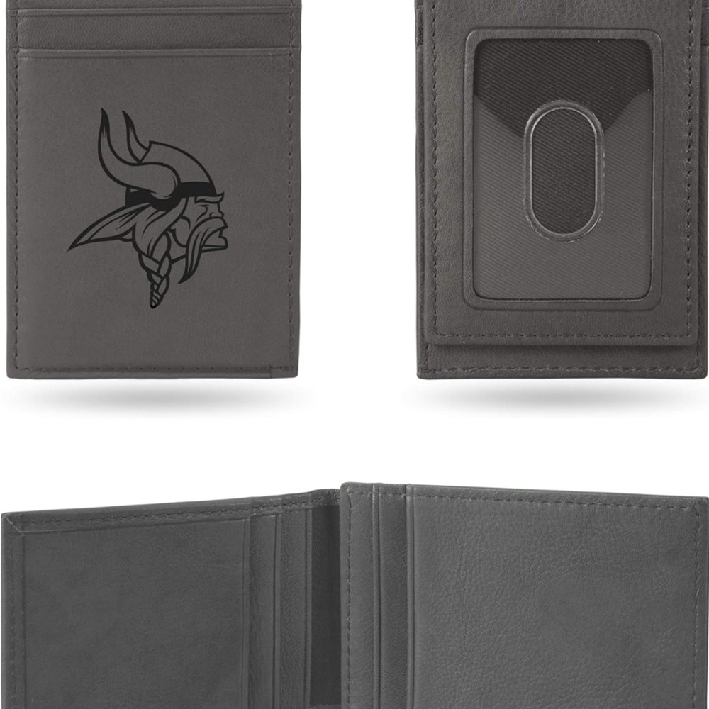 Minnesota Vikings Men's Gray Leather Wallet - Front Pocket Wallet